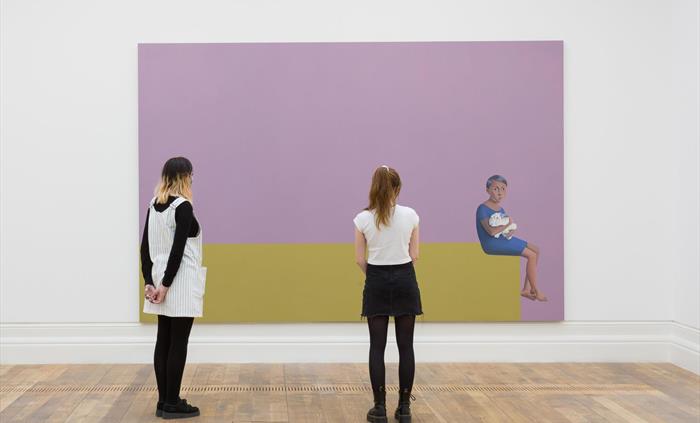 Image of visitors in the gallery looking at Richard Wathen's exhibition, New Eyes Every Time at MOSTYN.